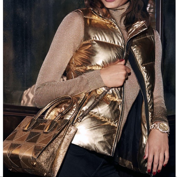 Michael Kors Vest 17Fashion Basics Metallic Gold W - Picture 3 of 8